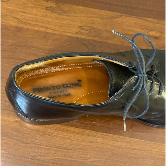 🌟HP🌟Soft Black Leather Cap Toe Derby Dress Shoes by Pronto Uomo Made Italy 10 - Picture 9 of 13